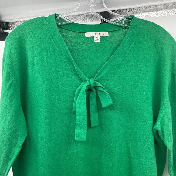 Cabi Womens Lightweight Tunic Sweater 3/4 Sleeve Green Size Small Bow - Picture 2 of 9